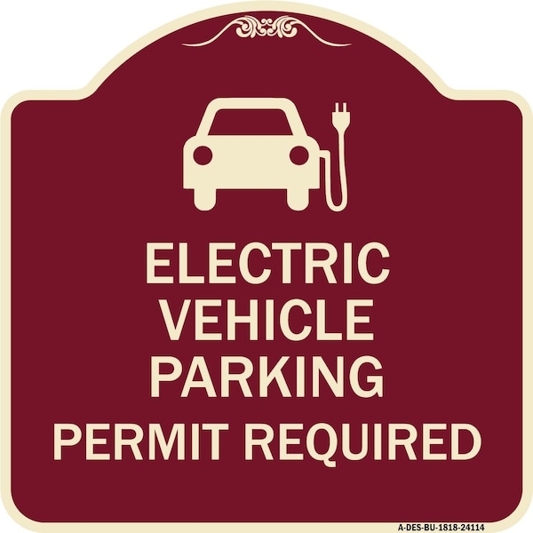 Signmission Electric Vehicle Parking Permit Required Heavy-Gauge Aluminum Sign, 18" x 18", BU-1818-24114 A-DES-BU-1818-24114 - main